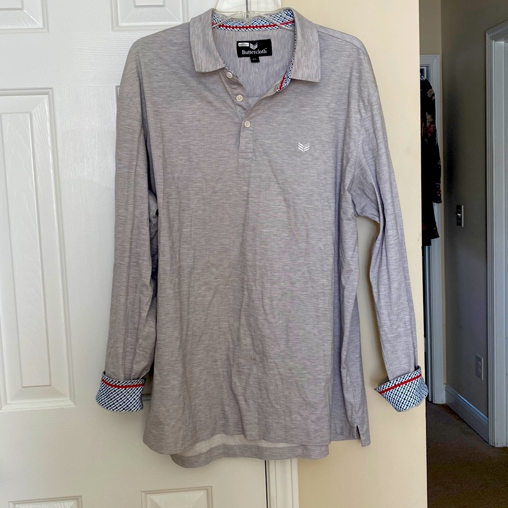 Gray top button pullover shirt - size XL